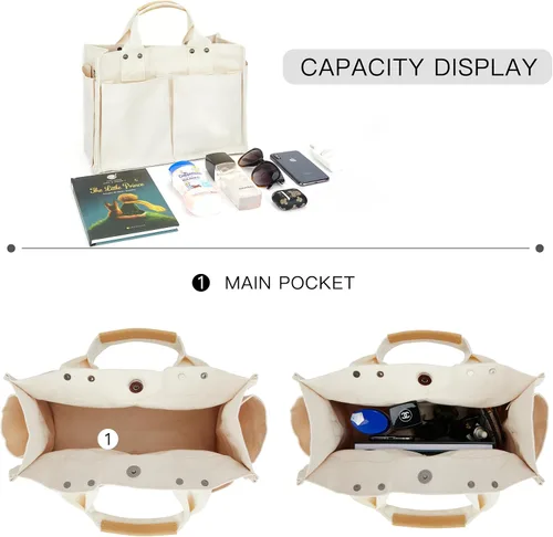 Vista 4 de YCPURSEDN Bolsas de lona con múltiples bolsillos simples y de moda para mujer