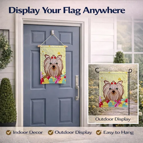 Vista 592 de Caroline's Treasures BB1923GF Bandera decorativa para jardín con diseño de Border Collie, para caza de huevos de Pascua, para jardín, jardín, patio