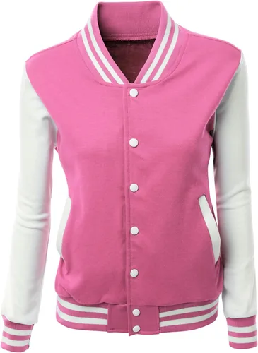 Vista 2 de Chaqueta universitaria con estilo para mujer, de manga larga, con contraste