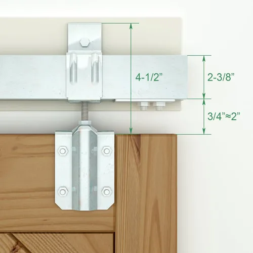 Vista 2 de DIYHD Herrajes para Puerta Corredera Doble Exterior de Granero de Acero Galvanizado de 8 Pies, Kit de Riel de Caja de Montaje en Pared de Servicio