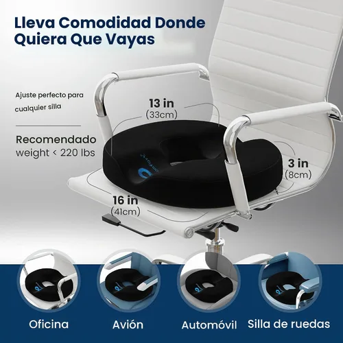Vista 6 de Everlasting Comfort Almohada de Dona para Alivio del Dolor de Cóccix Cojín de Asiento Ergonómico - Almohada para Hemorroides para Sentarse - Cojín