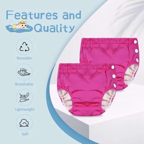 Vista 2 de Durio Pañales de natación para niños pequeños, pañales de natación reutilizables, pañales de natación lavables para bebés, pañales de natación