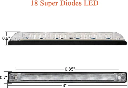 Vista 2 de NPAUTO 4 unids 8 "blanco LED barra de luz de utilidad 18 LED Utility Strip impermeable barco arco luz marina navegación 12V