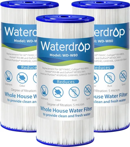 Vista 10 de Waterdrop FXHSC - Filtro de agua para toda la casa, repuesto para GE® FXHSC, GXWH40L, GXWH35F, American Plumber W50PEHD, W10-PR, Culligan® R50-BBSA