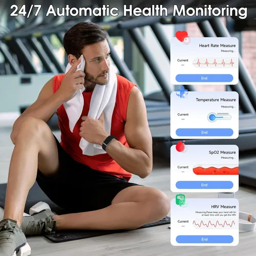 Vista 2 de Pulsera inteligente de salud, seguimiento de actividad y actividad física 24/7, frecuencia cardíaca, oxígeno en sangre, presión arterial, monitor