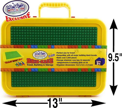 Vista 5 de Matty's Toy Stop Brik-Kase 2-GO - Estuche organizador de viaje, construcción, almacenamiento y organizador de 13 pulgadas con tapa de placa