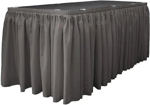 Vista 46 de LA Linen Falda de mesa de popelina de poliéster para mesas rectangulares, tela plisada para banquetes de boda, 14 pies por 29 pulgadas de largo