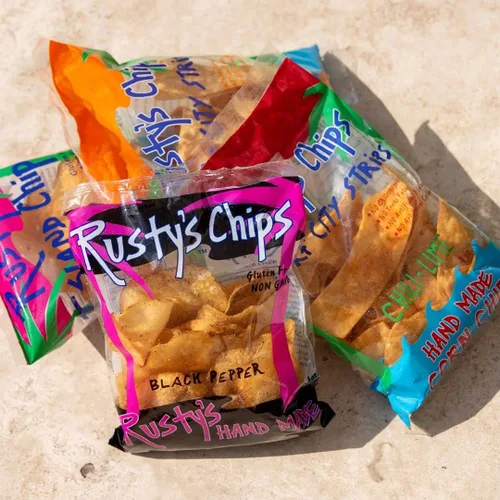 Vista 4 de Rusty's Chips - Chips crujientes y saludables para un bocado rápido - Chips sin gluten, sin conservantes, sin OMG, paquete de aperitivos veganos