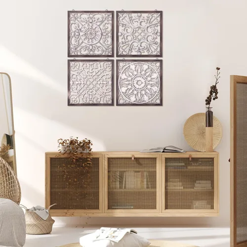 Vista 6 de Tatuo 4 piezas de decoración de pared de madera, paneles de madera decorativos de granja, decoración de pared moderna para sala de estar, hogar