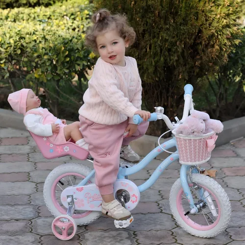 Vista 3 de Glerc Petal Girls Bike 12-18 Inch for Ages 2-9, Kids Bike with Training Wheels, Basket & Streamers, Princess Style Kids Bicycle, for Girls
