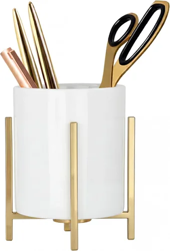 Vista 15 de Vaso de cerámica para escritorio, soporte de lápiz blanco y negro para escritorio, soporte para brochas de maquillaje de escritorio, soporte