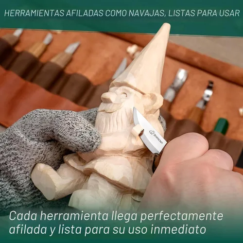 Vista 7 de BeaverCraft Kit de tallado de madera de lujo S18X - Juego de cuchillos para tallar madera - Juego de herramientas para tallar cucharas