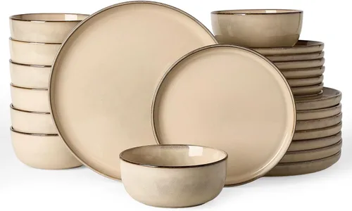 Vista 43 de Famiware Milkyway - Juego de vajilla de cerámica, 16 piezas, incluye cuenco para pasta, platos y cuencos para comidas diarias y formales, servicio