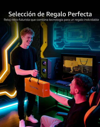 Vista 8 de Divoom Times Gate - Reloj digital de configuración de juegos cyberpunk con control inteligente de aplicación, conexión WiFi, pantalla LED RGB, panel