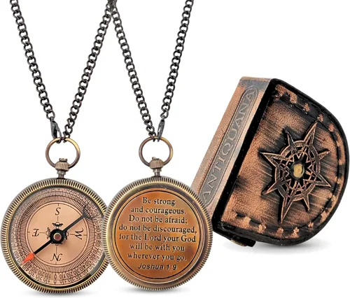 Vista 6 de Brass Compass - God My Lord Guide Me - Uplifting Baptism Gift, Graduation Gift, Birthday, Confirmation Gift for Men Women Boys Girls Teenage Kids Be