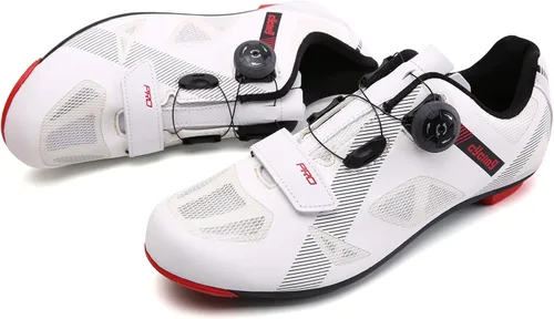 Vista 2 de Zapatos de ciclismo para hombre - Calzado de bicicleta de montaña con tacos de primera calidad para hombre, color blanco