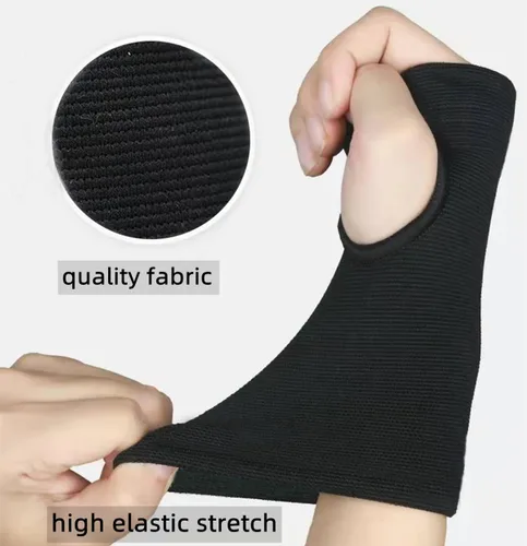 Vista 4 de Muñequera de soporte para la palma, muñequera de uso diario, túnel carpiano de compresión para aliviar el dolor de muñeca, guantes de fitness, Negro