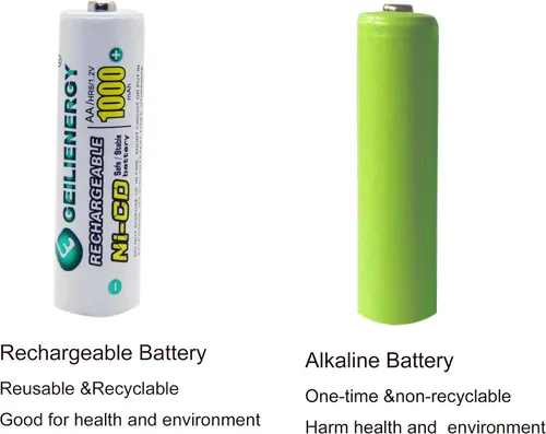 Vista 5 de Pilas recargables AA Ni-CD de 1000 mAh, pilas recargables AA para luces solares (paquete de 8)