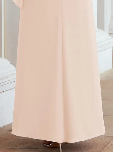 Vista 3 de Numbersea Vestidos de gasa de primavera de talla grande para madre de la novia, vestido formal de baile de graduación, capa con volantes