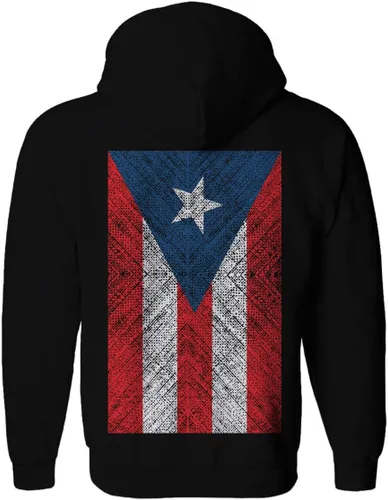 Vista 3 de Sudadera con capucha y espalda Nuyorican Boricua Rican Flag de Puerto Rico