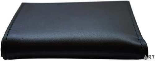 Vista 3 de Monedero de piel auténtica de EE. UU., plegado negro con ventana de identificación, ranuras para CC fabricado en EE. UU.