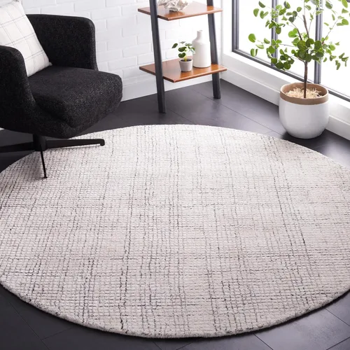 Vista 25 de SAFAVIEH Abstract Collection - Alfombra decorativa, 2 x 3 pies, marfil y negro, hecha a mano de lana y viscosa, ideal para zonas de alto tráfico