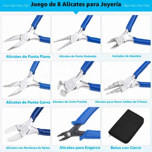 Vista 2 de Shynek Herramientas de alicates para hacer joyas, 8 piezas de alicates de joyería para suministros de fabricación de joyas