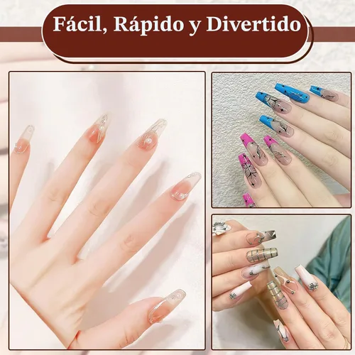 Vista 7 de FEBSNOW 600 piezas de puntas de uñas postizas largas estilo ataúd, uñas de gel transparentes de cobertura completa, estilo bailarina, autoadhesivas