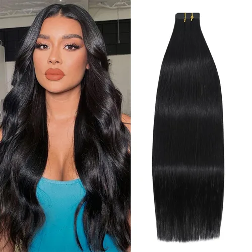 Vista 22 de WindTouch Extensiones de cabello humano con cinta adhesiva, color rojo, 20 unidades, 14 pulgadas, #rojo, 1.06 oz