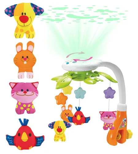 Vista 2 de Sleepytime Serenity Bundle: Celestial Crib Mobile & Lullaby Monkey Plush con luces calmantes y melodías