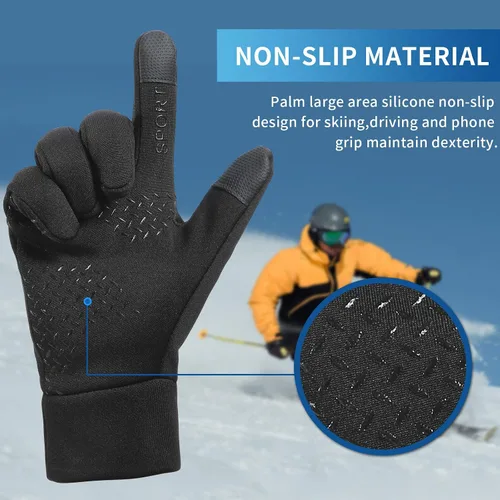 Vista 3 de Lorpect Guantes de invierno para hombres y mujeres, guantes de pantalla táctil, guantes cálidos para clima frío, guantes de entrenamiento, correr