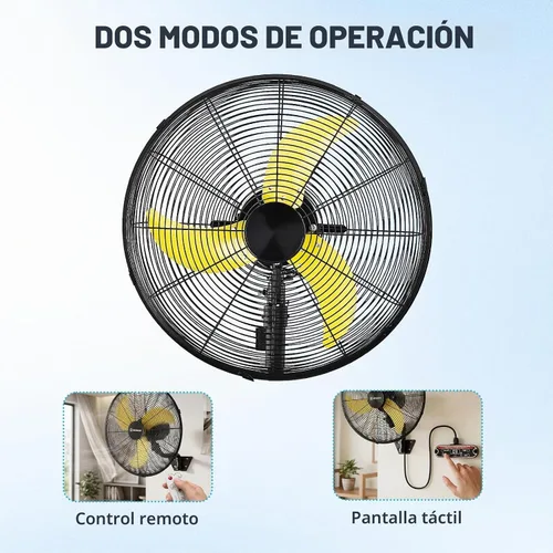 Vista 5 de ROVSUN Ventilador silencioso de pared de 20 pulgadas con motor BLDC, panel táctil con cable y control remoto, ventilador de pared industrial de alta