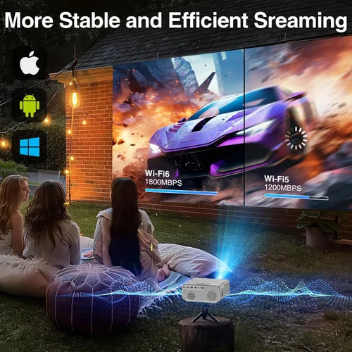 Vista 10 de [Enfoque Automático/Soporte 4K] Proyector con WiFi y Bluetooth, 700ANSI Nativo 1080P Proyector de Películas para Exteriores con Enfoque
