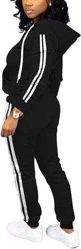 Vista 3 de TOPSRANI Conjunto de dos piezas para mujer conjunto de sudadera con capucha y pantalones deportivos a juego