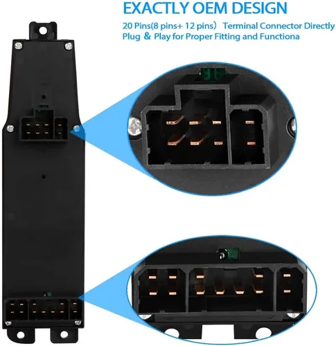 Vista 4 de Mango S Interruptor de elevalunas eléctrico para conductor y pasajero y bisel 56049805AB para Dodge Ram 1500 2500 3500 2002-2009, Dodge Dakota