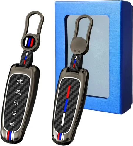 Vista 8 de Yumzeco Compatible con funda para llavero Ford con llavero, Gris
