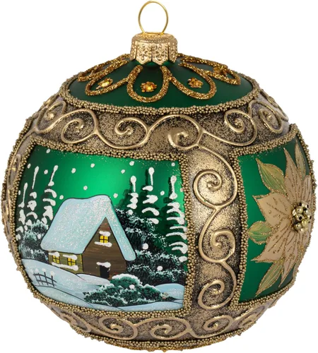 Vista 21 de Adorno de Navidad de Polish Gallery, Explosión Invernal, Bola de Vidrio Soplado (Oro, 6-pulgadas Ø/150mm)
