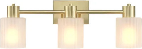 Vista 22 de GLOBE Electric 63000062 - Juego de baño todo en uno de 5 piezas, negro mate y latón, luz de tocador de 3 luces, vidrio sembrado, toallero, soporte