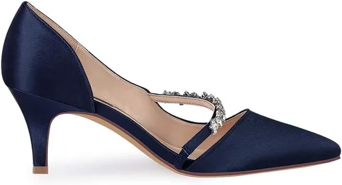Vista 3 de Erijunor - Zapatillas cerradas para mujer con corte DOrsay y tacón kitten medio - Zapatos para fiestas y bodas