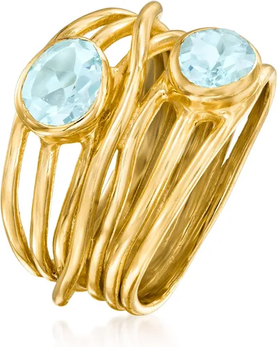 Vista 3 de Ross-Simons Anillo de carretera con topacio azul cielo de 1.70 qt t en oro de 18 quilates sobre plata esterlina