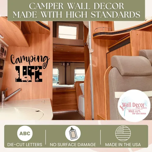 Vista 2 de Camping Life - Calcomanías de vinilo para autocaravanas, calcomanías de interior para remolques de caravanas, calcomanías para caravanas refranes