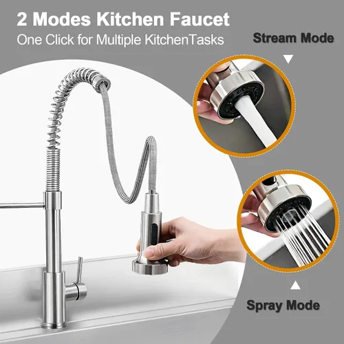 Vista 4 de 39in Large Capacity Stainless Steel Utility Sink with 2-Water Outlet Modes