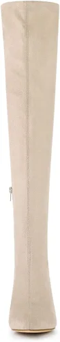 Vista 4 de Allegra K Botas altas de tacón grueso con diamantes de imitación brillantes para mujer