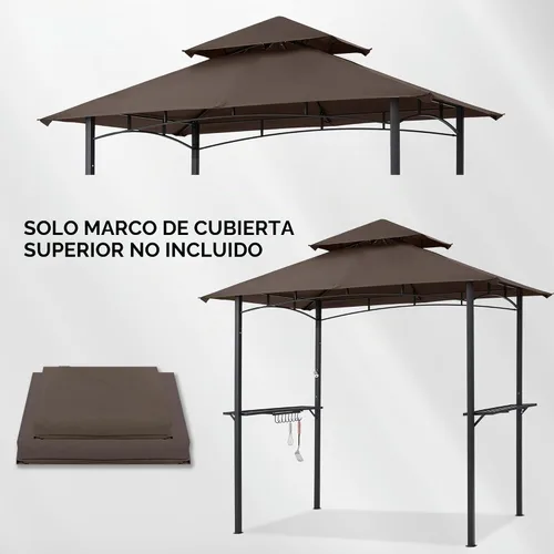 Vista 6 de MASTERCANOPY Toldo Superior de Repuesto para Cenador de Parrilla para Modelo L-GG001PST-F (Marrón) Solo toldo, 100% poliéster impermeable, CPAI-84