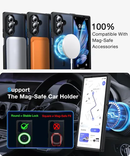 Vista 3 de NO.1 Magnetic for Samsung Galaxy Z Fold 7 Case Compatible with MagSafe [Military Grade Drop Tested][Translucent Matte][Anti-Fingerprint] Soft