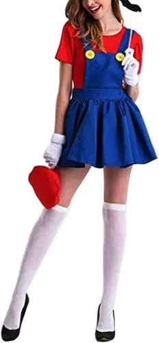 Vista 2 de Mitef - Disfraz unisex de Super Mario Luigi Brothers para adultos y niños