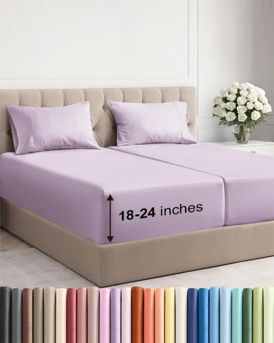 Vista 182 de Sábanas individuales de bolsillo extra profundo, sábanas transpirables y refrescantes de 3 piezas, juego de sábanas de lujo para hotel, suaves, sin