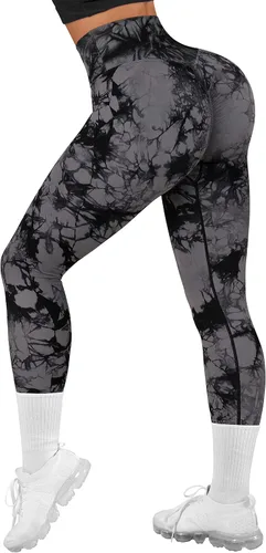 Vista 3 de OMKAGI Leggings con cintura cruzada en V para mujer, con bolsillos, cintura alta, pantalones de yoga para entrenamiento