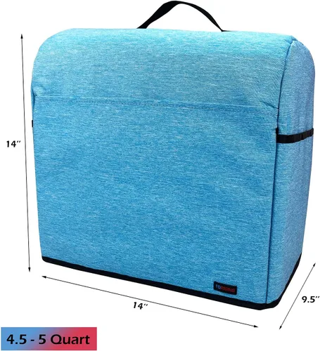Vista 2 de Funda a prueba de polvo para batidora de pie, con bolsa organizadora para mezcladora Kitchenaid, múltiples bolsillos para varios accesorios de Azul