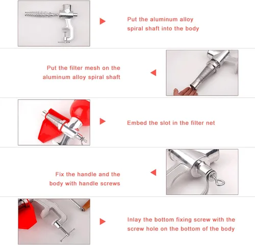 Vista 4 de Exprimidor de tomate de aluminio, prensa de tomate grande, prensa manual de tomate, fácil exprimido, se puede utilizar para filtrar tomates, limones